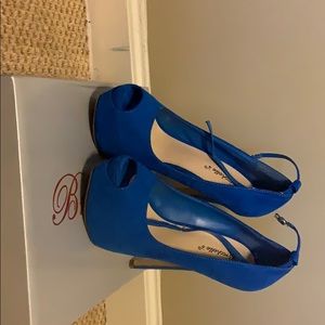 Blue peep toe heels